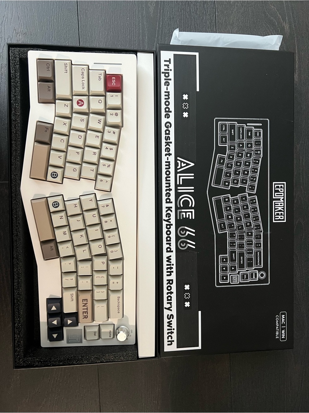 EPOMAKER- Alice 66 Triple-Mode Gasket-Mounted Keyboard – Cream/Tan
